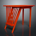 Orange Modern Side Table With Vertical Slats Design And Stable Legs