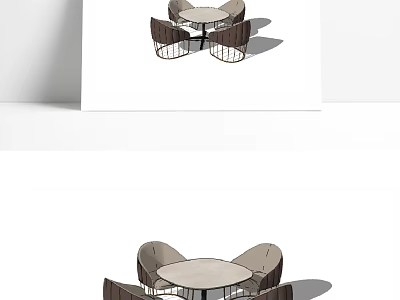 Modern Leisure Sofa Set With Circular Sectional Design And Round Coffee Table 3d model