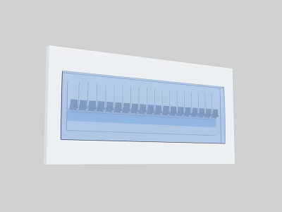 Blue Modern Electrical Switch Panel With Multiple Switches For Home Wall 3d model