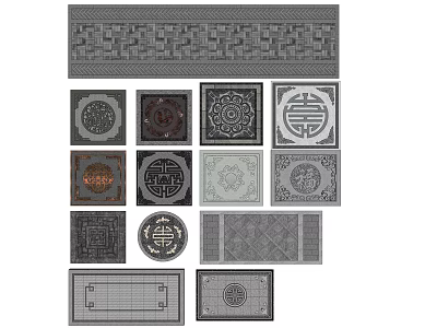 Chinese pavement sketch ground pavement 3d model