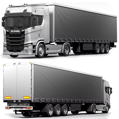 SCANA Heavy Duty Commercial Cargo Truck With Enclosed Trailer For Transportation 3d model SCANA Heavy Duty Commercial Cargo Truck With Enclosed Trailer For Transportation 3d model