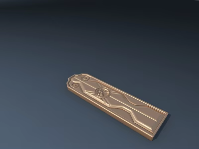 Golden Decorative Furniture Handle With Intricate Carved Pattern For Cabinet Doors 3d model