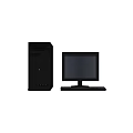 Complete Modern Black Desktop Computer System With Tower Monitor And Keyboard