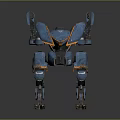 Blue Mech Robot With Mechanical Structure And Orange Line Decorations In Standing Form 3d model