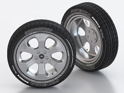 Performance Radial Tires With Silver Multi Spoke Alloy Wheels And Modern Tread Design 3d model