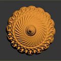 Ancient Golden Weapon with Intricate Lotus Decoration Ornate Top and Long Carved Handle