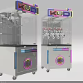 Two Colorful Claw Machine Amusement Equipment With Stuffed Toys Control Buttons And Wheels
