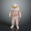 Game Movie Character Astronaut In White Spacesuit With Gold Helmet And Red Accents