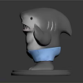 Game Movie Character With Shark Head Muscular Body In Blue Shorts Waving Hand 3D Designed
