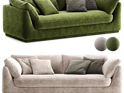 Modern Soft Fabric Upholstered Two Seater Sofa With Cozy Decorative Pillows For Living Room 3d model