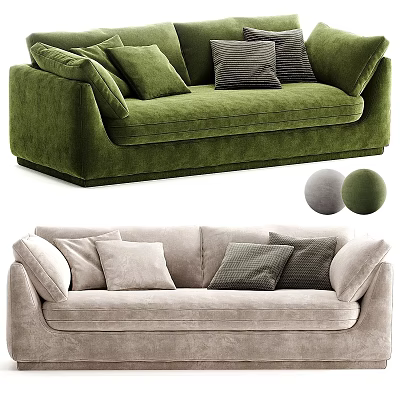 Modern Soft Fabric Upholstered Two Seater Sofa With Cozy Decorative Pillows For Living Room 3d model