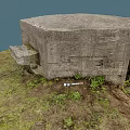 Rustic Old Weathered Concrete Bunker With Grass Dirt And Wild Vegetation 3d model