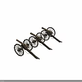 Antique Weapons Old Fashioned Cannons with Large Wooden Wheels Lined Up on Dark Background
