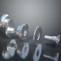Metallic Fasteners Including Bolts Nuts Washers And Shiny Metal Components On Reflective Surface