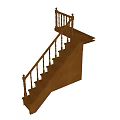 Classic Indoor Solid Wood Staircase With Handrail And Steps Design 3d model
