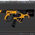Sci Fi Futuristic Weapon Pistol with Yellow Black Color and Model M4SH Design