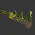 Rustic Stone Bridge With Decorative Pillars Green Accents And Stone Paved Ground