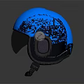 Shiny Blue Helmet with Black Front Visor and Red Side Logo Detail