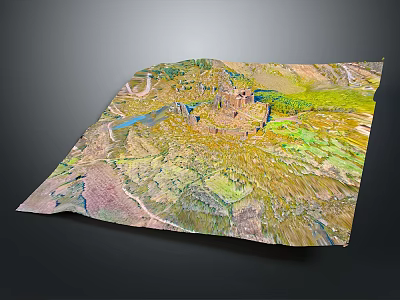 Garden Landscape 3D Terrain Model With Rolling Hills Green Vegetation And Water Bodies 3d model