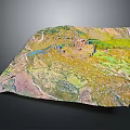 Garden Landscape 3D Terrain Model With Rolling Hills Green Vegetation And Water Bodies