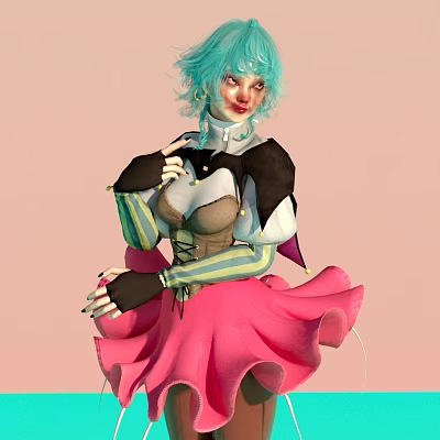 Jester Clown Girl 3d model