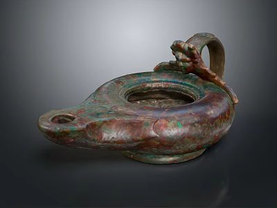Antique Bronze Lamp Combination With Decorative Handle And Unique Patina Design 3d model