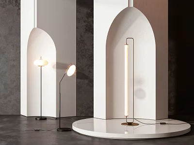 Modern Floor Lamps With Unique Designs In Archway Interior Space 3d model
