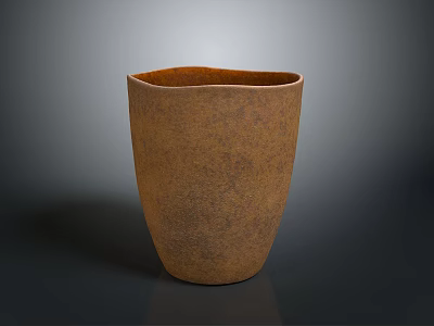 Brown Textured Ceramic Vase For Home Decor With Rustic Surface And Simple Design 3d model