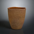 Brown Textured Ceramic Vase For Home Decor With Rustic Surface And Simple Design 3d model