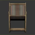 Foldable Wooden Frame Deck Chair With Striped Fabric For Outdoor Relaxation