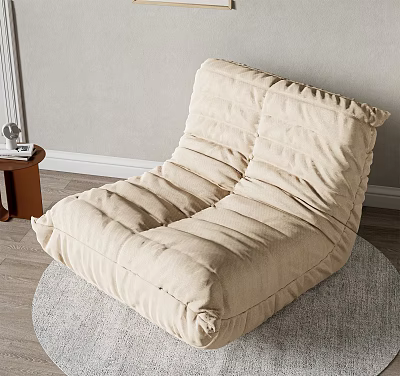 Comfortable Beige Lazy Sofa With Soft Cushioned Design For Modern Living Room Relaxation 3d model