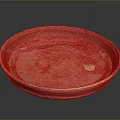 Vibrant Red Hand-Carved Pottery Sculpture Carving Bowl With Glossy Surface And Textured Details