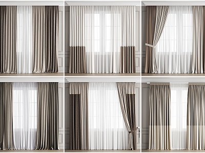 Modern Home Curtain Combination Milk Tea Curtain 3d model