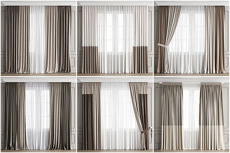 Modern Home Curtain Combination Milk Tea Curtain 3d model