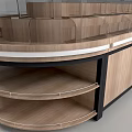 Wooden Display Shelf With Transparent Covers Multiple Layers And Bottom Cabinets For Merchandise