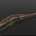 Brown and Yellow Reptile Lizard with Long Tail on Smooth Surface Showing Reflection 3d model
