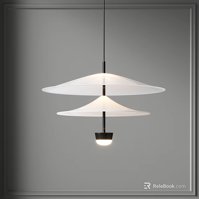 Modern Two Tier White Disc Pendant Light With Minimalist Frosted Glass Hanging Design 3d model 
