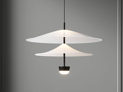 Modern Two Tier White Disc Pendant Light With Minimalist Frosted Glass Hanging Design 3d model