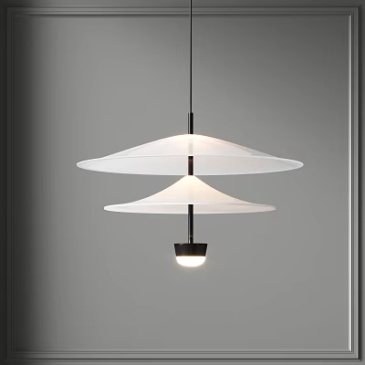 Modern Two Tier White Disc Pendant Light With Minimalist Frosted Glass Hanging Design 3d model