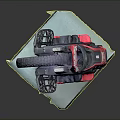 Red and Black Motorcycle Tilted on Light Blue Platform with Dark Background