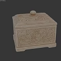 Traditional Ceramic Box With Carved Lotus Patterns And Decorative Lid
