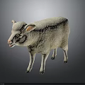 White Lamb Model Standing On Dark Background With Shiny Surface And Realistic Texture