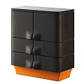 Modern Wooden Bedside Table With Black Drawers And Orange Base Design 3d model