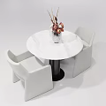 Modern Negotiation Table With Round White Marble Top And Light Gray Chairs 3d model