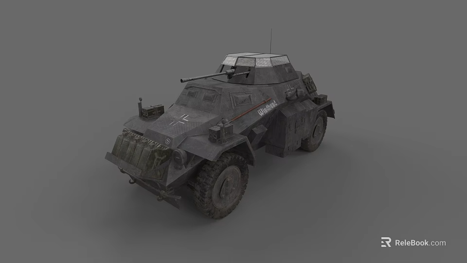 Military Armored Vehicle With WWII Era Design And Heavy Weapon Mounts 3d model 