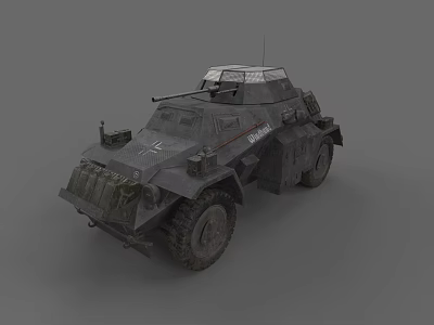 Military Armored Vehicle With WWII Era Design And Heavy Weapon Mounts 3d model