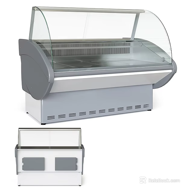Commercial Curved Glass Door Display Freezer For Retail Food Storage 3d model 
