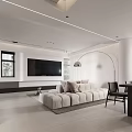 Modern Living Dining Room Interior With White Sofa TV And Dining Table 3d model