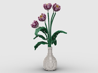 LEGO Toy Vase Flower Rose Peony Carnation Pink Flower model