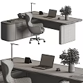 Modern Desk and Chair Combination Office Desk Open Shared Desk 3d model